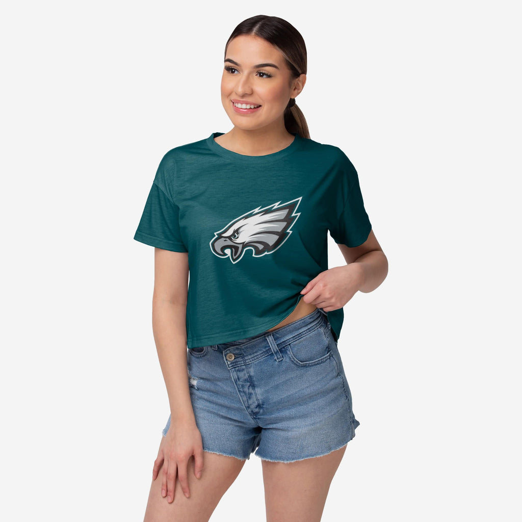 Philadelphia Eagles Womens Solid Big Logo Crop Top FOCO