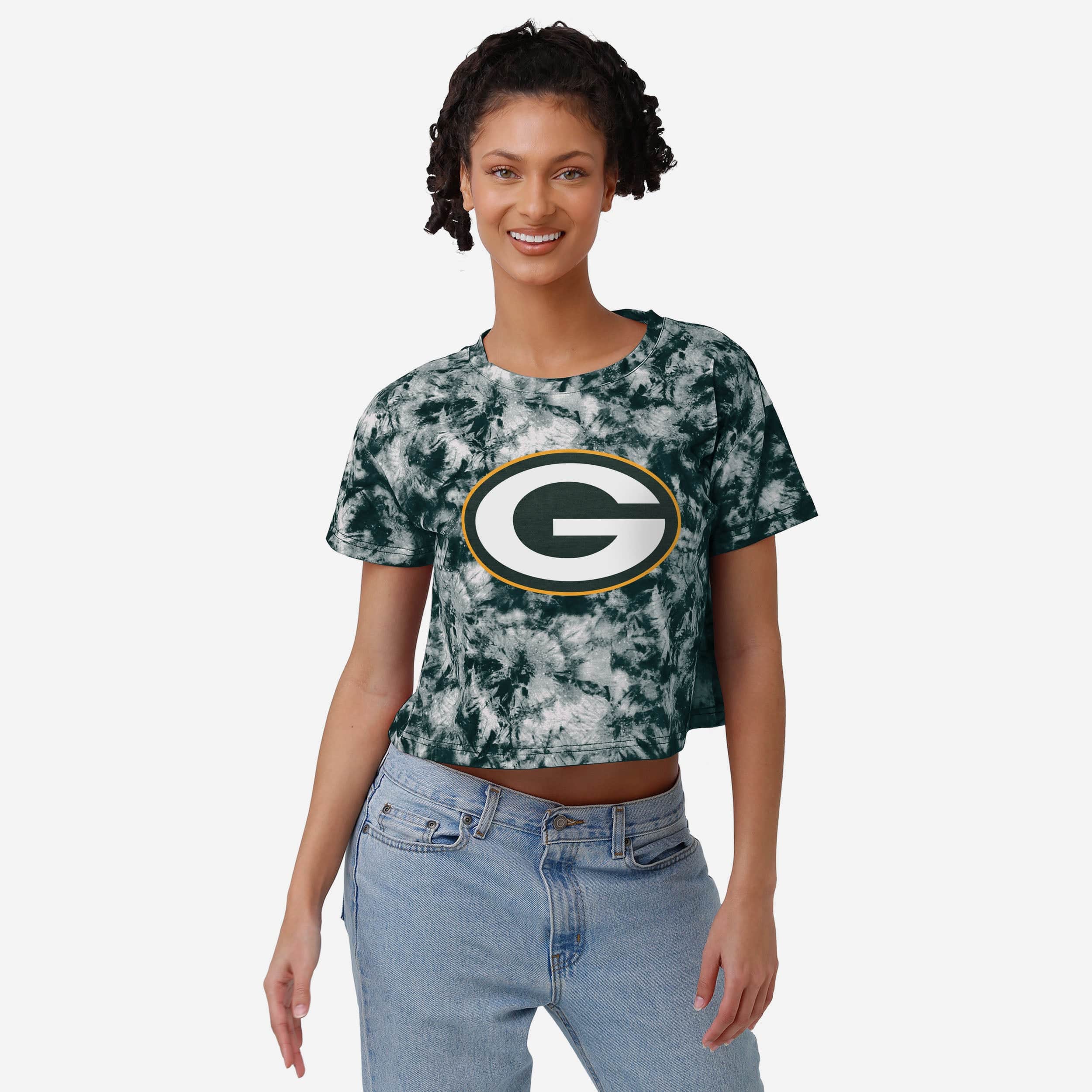 Lids Green Bay Packers Certo Women's Cropped Turnout T-Shirt - Gray