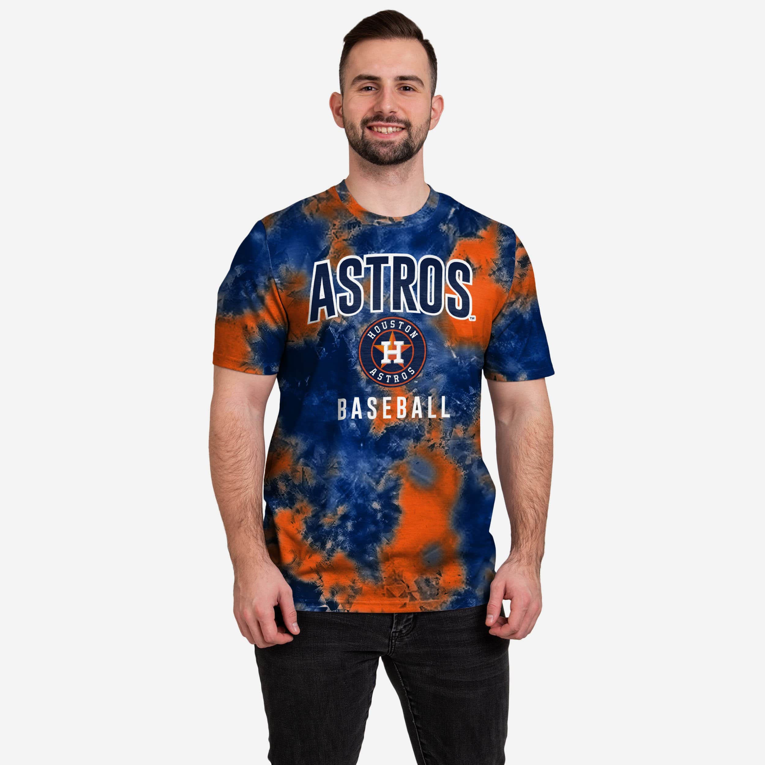 Houston Astros Mitchell & Ness Women's Cooperstown Collection 7th Inning  Tie-Dye Cropped T-Shirt - Navy