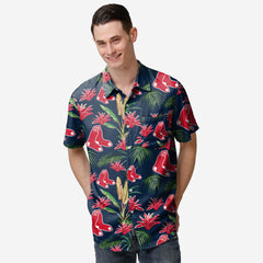 FOCO Men's Navy Boston Red Sox Floral Linen Button-Up Shirt - Macy's