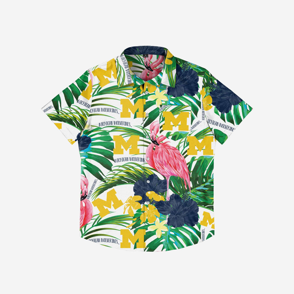 Michigan Wolverines Flamingo Button Up Shirt FOCO