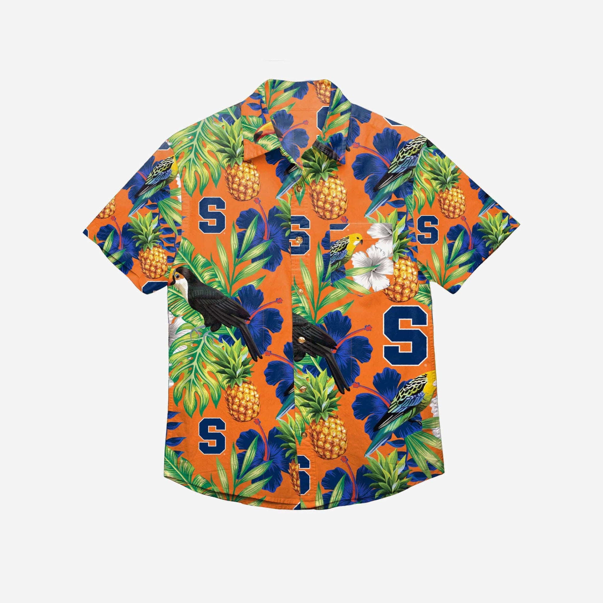 Syracuse Orange Floral Button Up Shirt FOCO