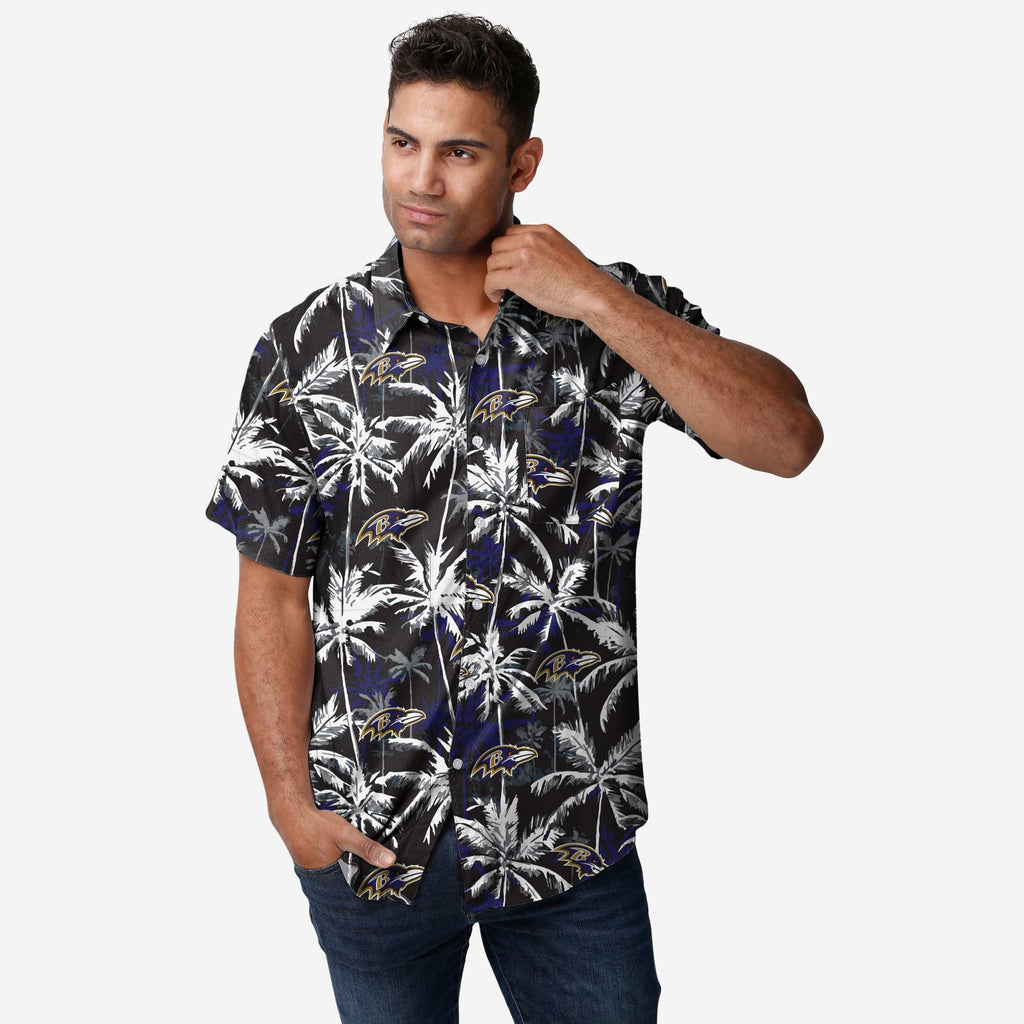 Baltimore Ravens Black Floral Button Up Shirt FOCO