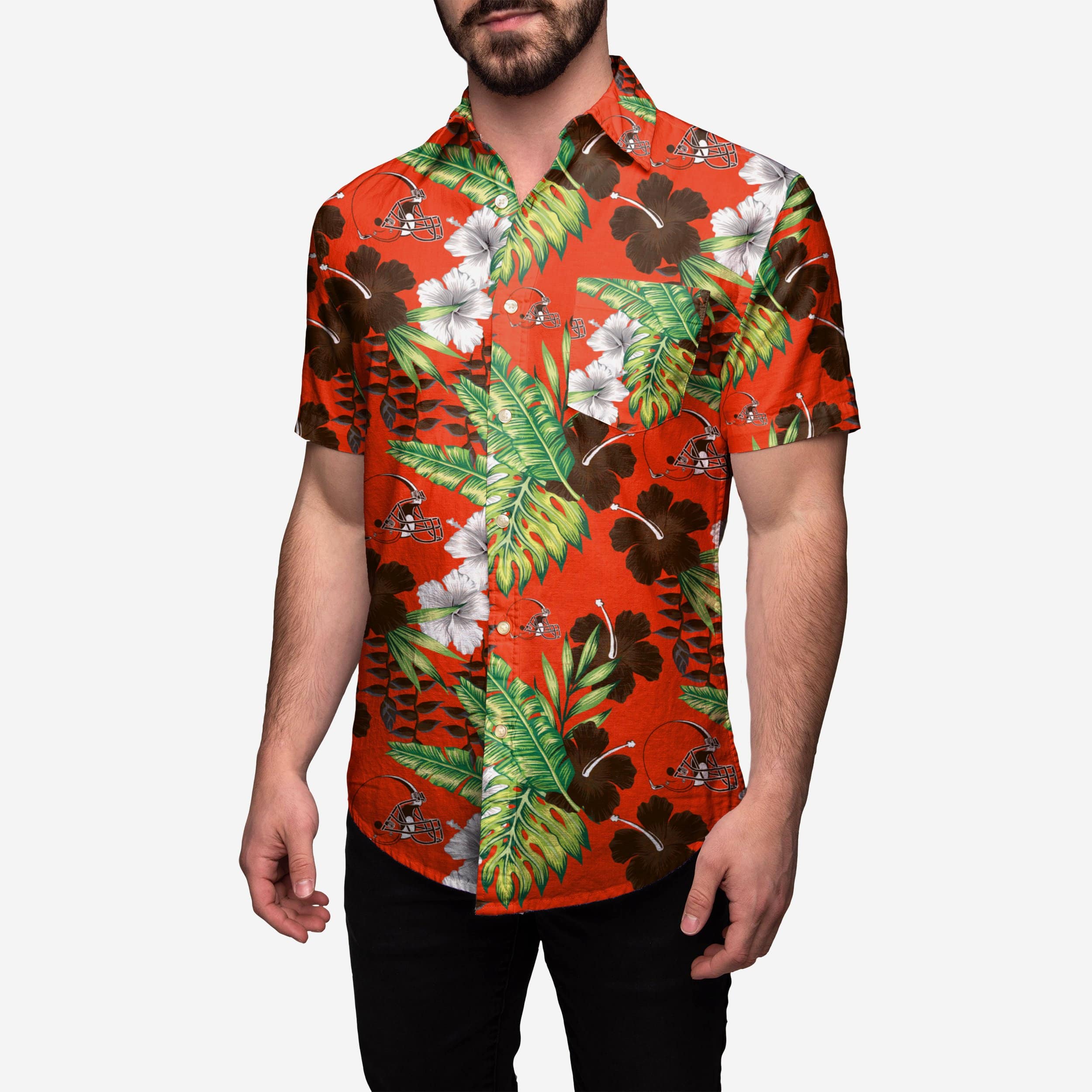 spids agitation Psykologisk Cleveland Browns Floral Button Up Shirt FOCO