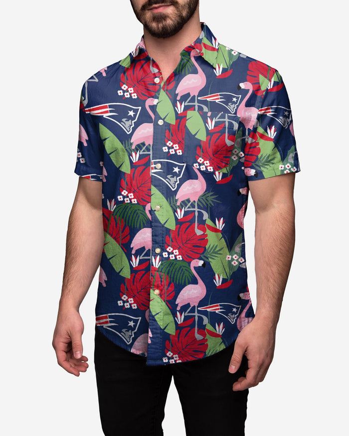 New England Patriots Floral Button Up Shirt FOCO