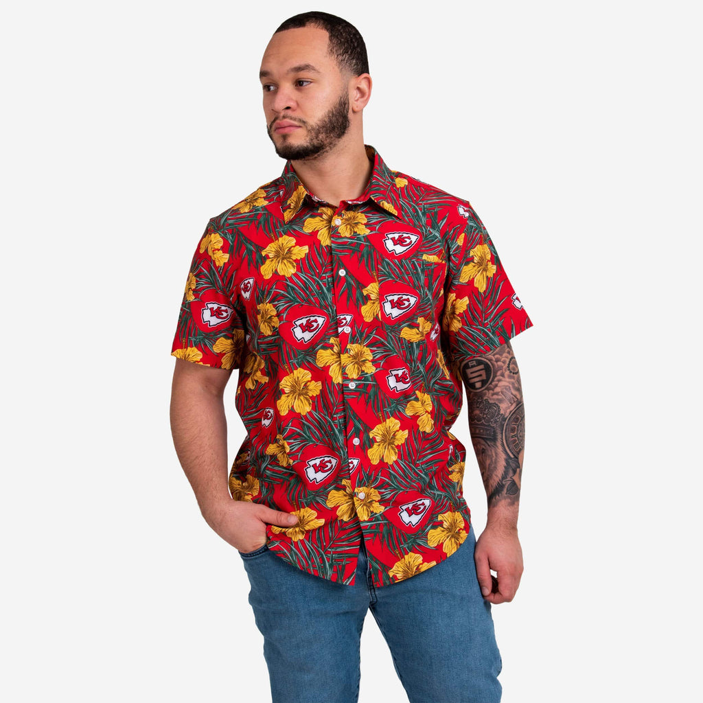 Kansas City Chiefs Hibiscus Button Up Shirt FOCO