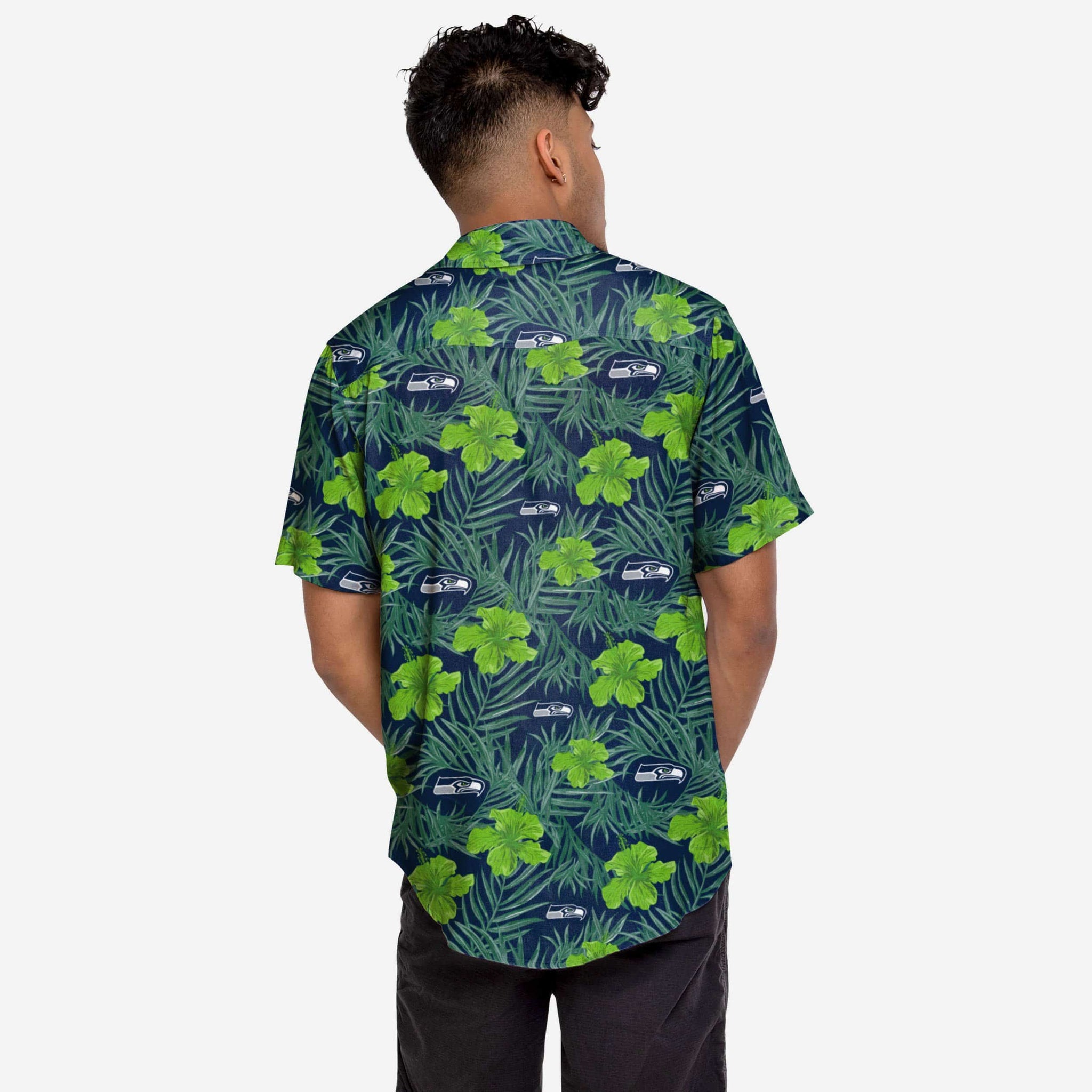 Seattle Seahawks Hibiscus Button Up Shirt FOCO