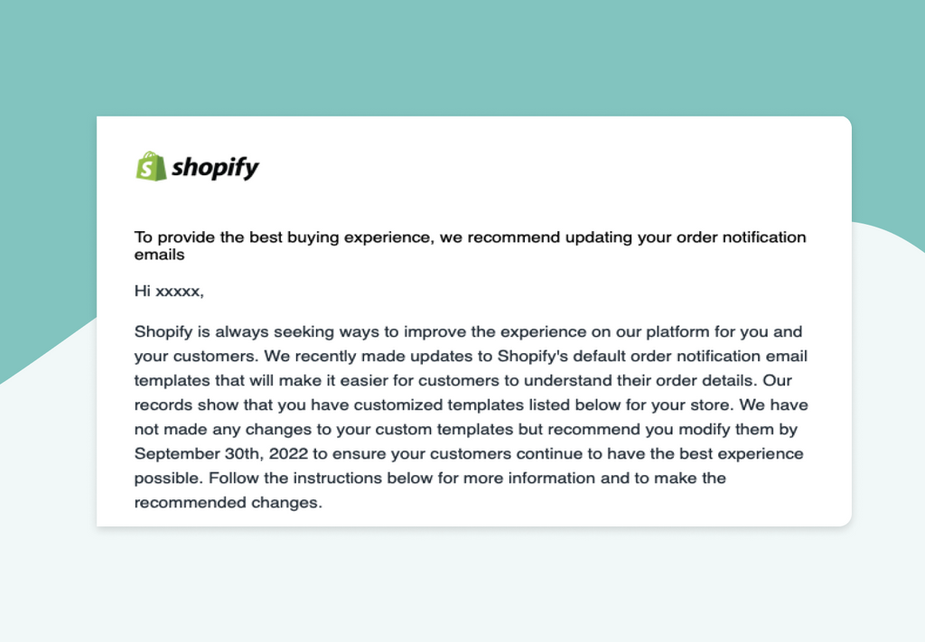 Shopify requirements sceenshot