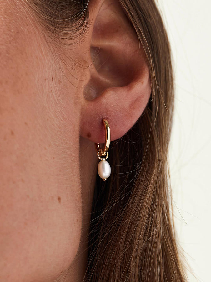 Glamlife LV Pearl Hoop Earing Anti Tarnish for Girls and Women's - Rose Gold,  Pearl Hoop Earrings