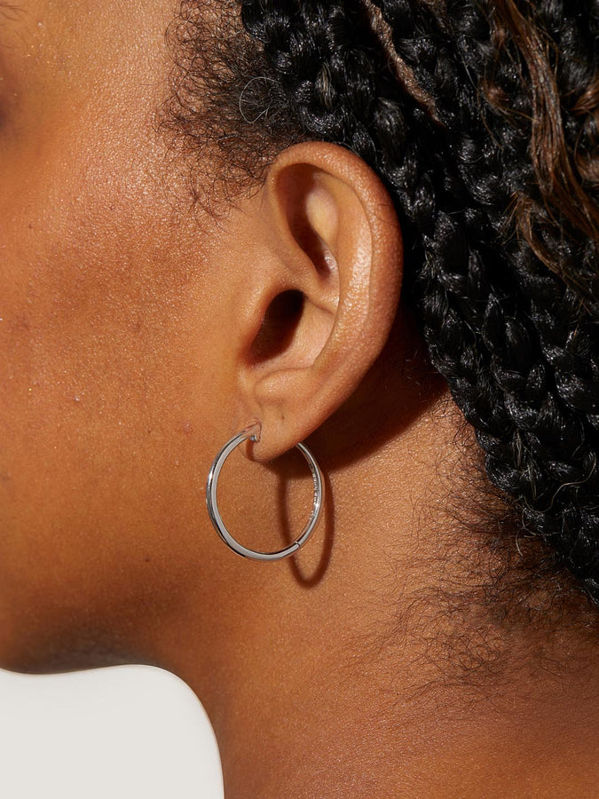 Silver Hoop Earrings , Medium Earrings