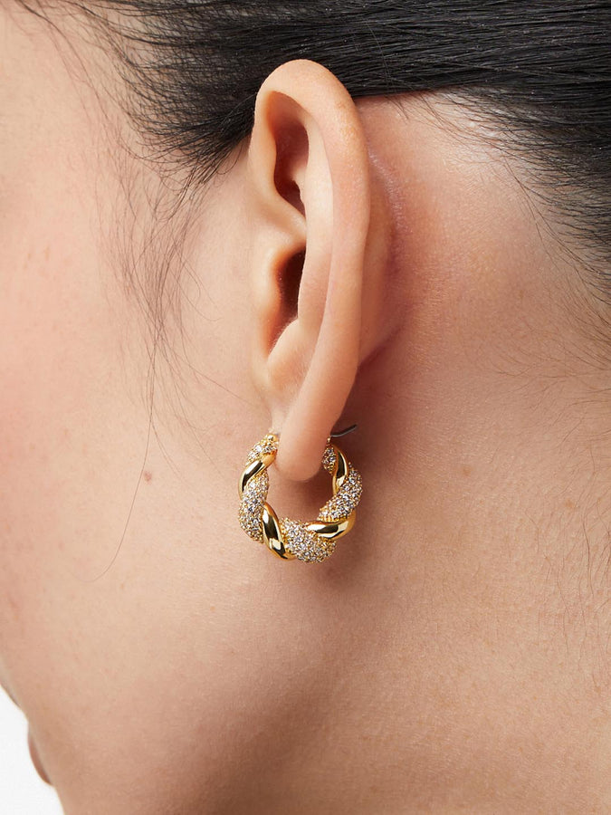 Twisted Hoop Earrings - Paris Pave, Ana Luisa