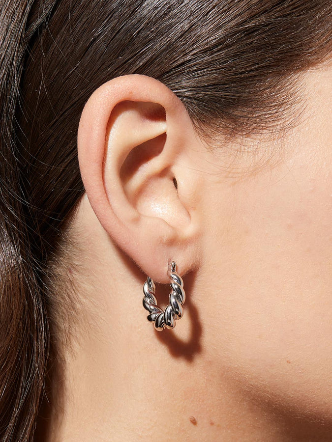 Silver Hoop Earrings , Medium Earrings