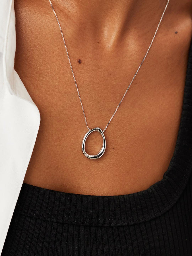 Buy Sterling Silver Stationed Open Circle Pendant Necklace, 16