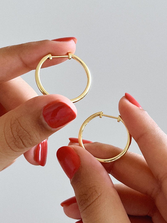 14K Gold Medium Slim Endless Hoop Earrings - Lo Medium - Gold - Ana Luisa Jewelry