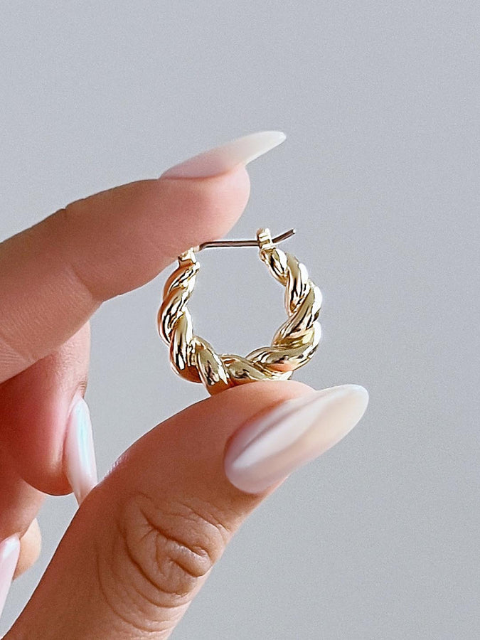  Chunky Gold Clip on Hoop Earrings for Women, 14k Gold