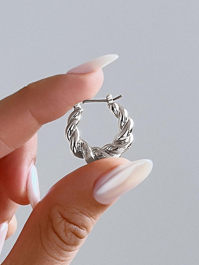 Shop Rubans 925 Silver Sparkling Modern Minimal Ring Hoop Earrings. Online  at Rubans