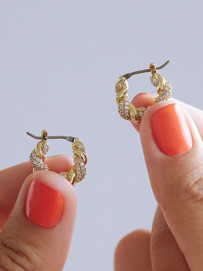 Twisted Hoop Earrings - Paris Small Pavé, Ana Luisa