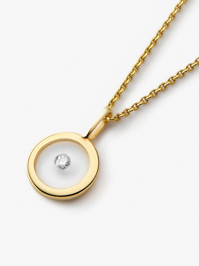 Oval shape initial charm, Letter necklace with diamond - Elegant Jewel Box