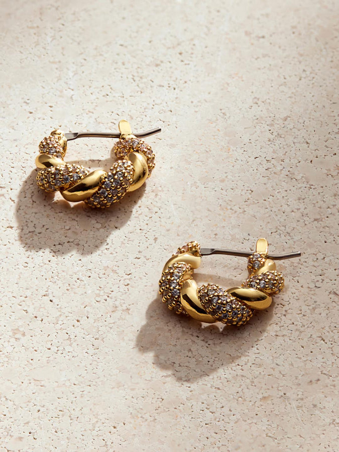 Twisted Hoop Earrings - Paris Small Pavé, Ana Luisa