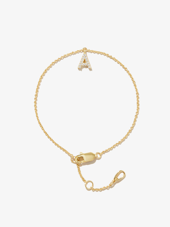 14k Gold Initial Bracelet-letter Bracelet-monogram 