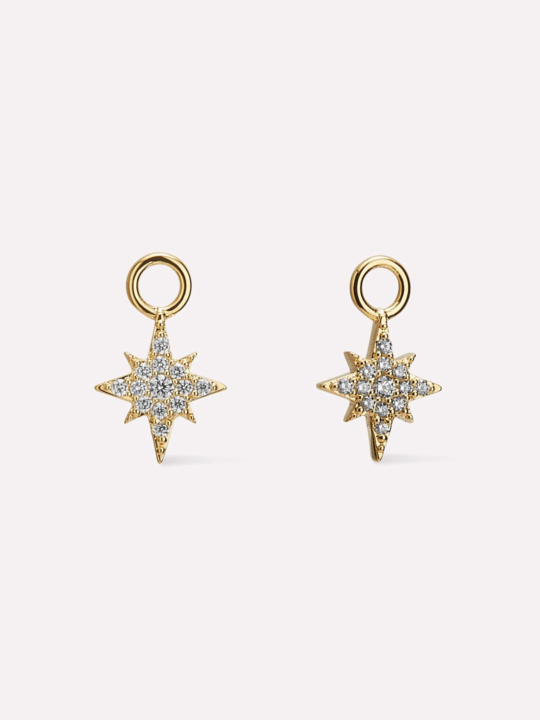 14K Yellow Gold Star Hoop Earring Charms