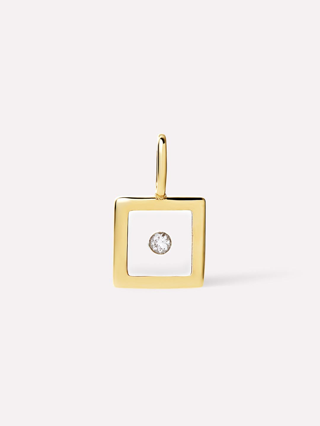 Gold Pendant - Square Floating Diamond Charm