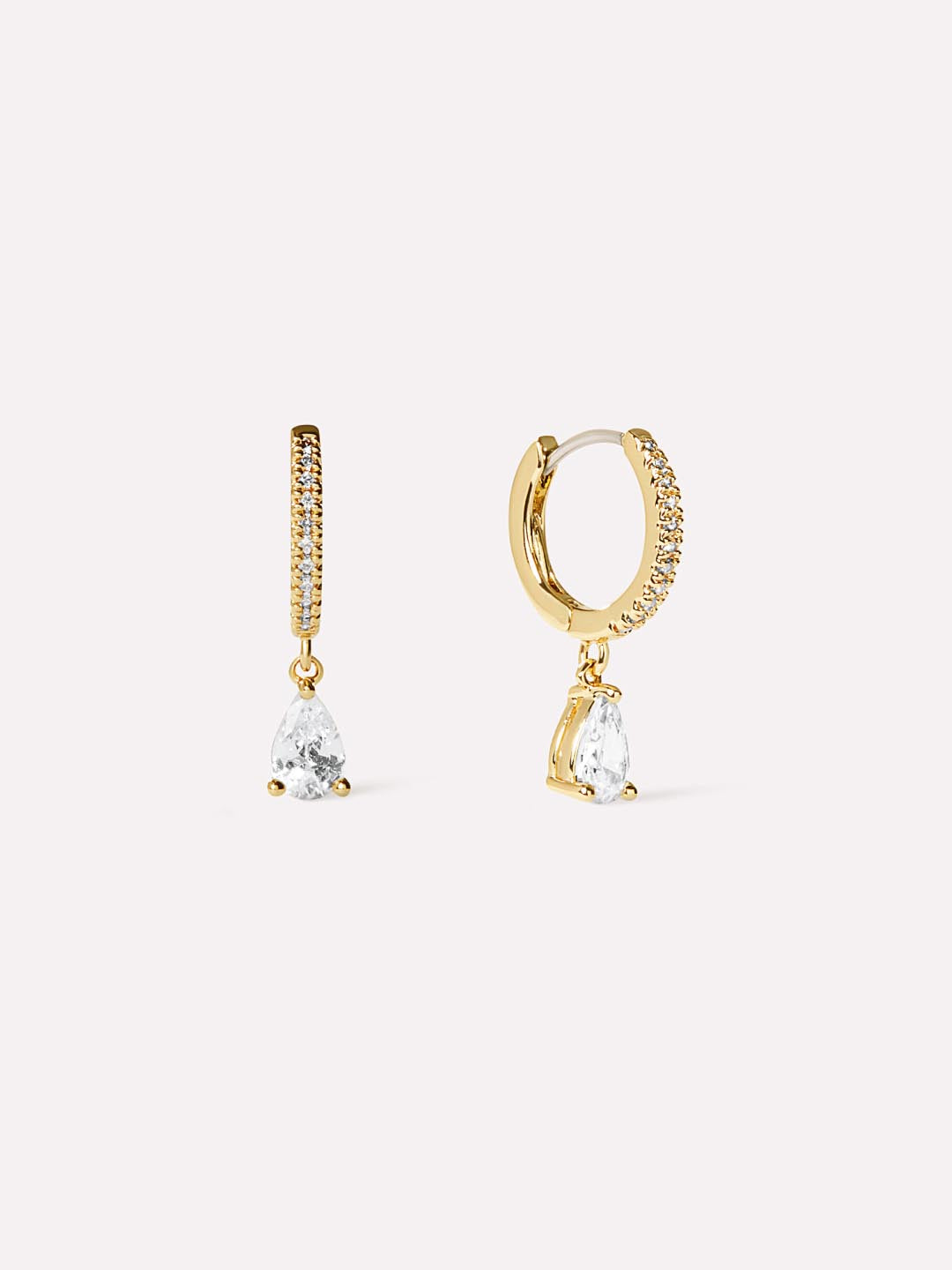 Michelle 14k Yellow Gold Chain Huggie Earrings in White Diamond