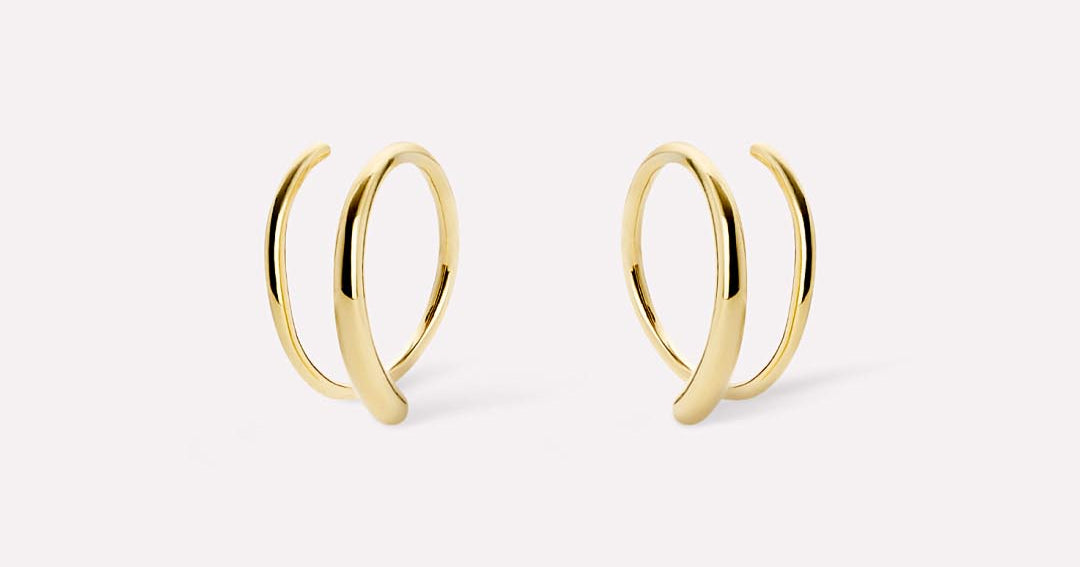 14K Gold Double Hoop Earrings - Ash Double Two Tone - Ana Luisa Jewelry - Black Friday Earrings