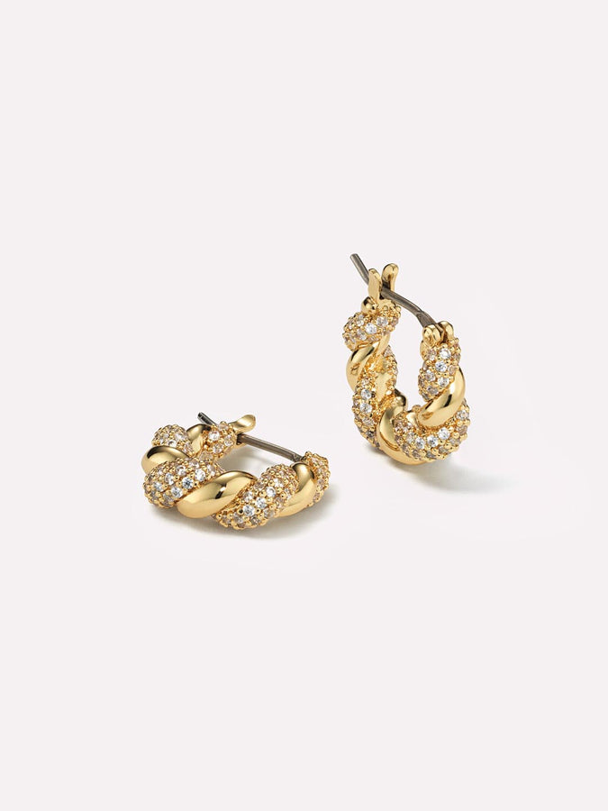 Twisted Hoop Earrings - Paris Small Pavé, Ana Luisa