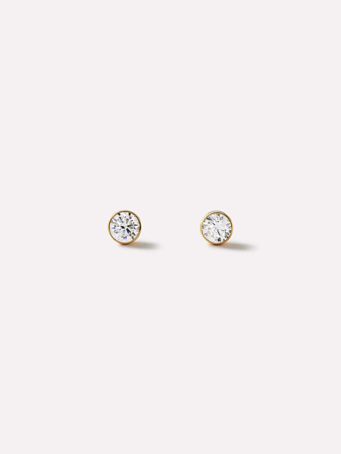 FANCIME Round Diamond-Cut 14K Yellow Gold Stud Earrings – FANCI.ME