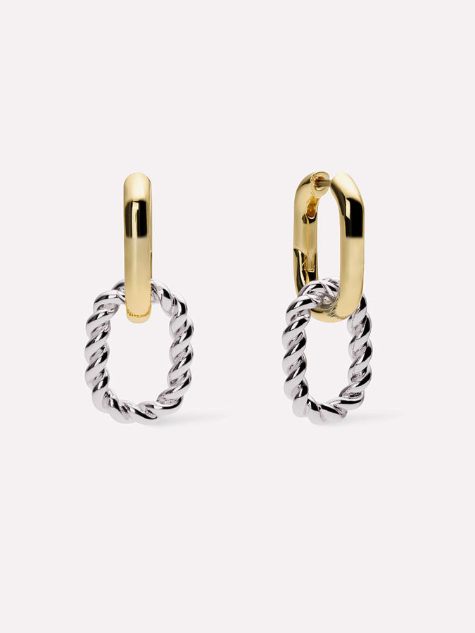 14K Gold Double Hoop Earrings - Ash Double Two Tone - Ana Luisa Jewelry - Black Friday Earrings