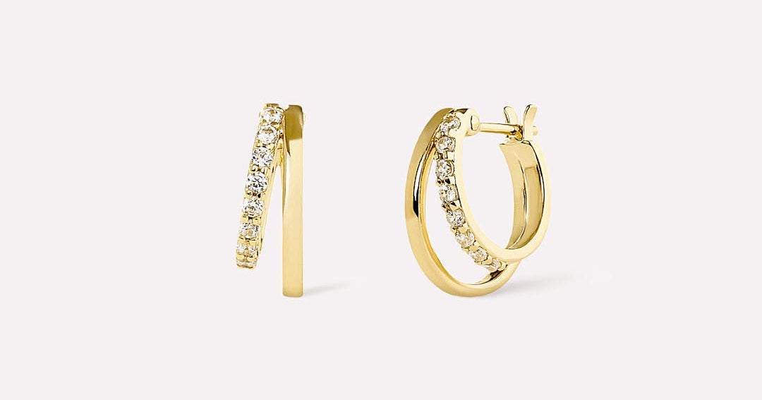 14K Gold Double Hoop Earrings - Ash Double Two Tone - Ana Luisa Jewelry - Black Friday Earrings