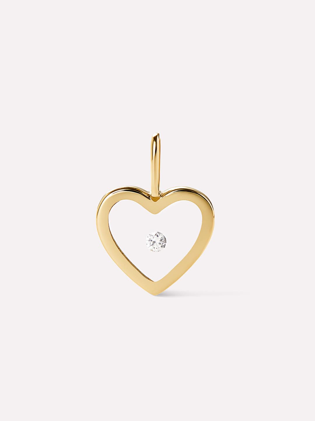 14K Gold Floating Bezel Heart Shaped Diamond Necklace