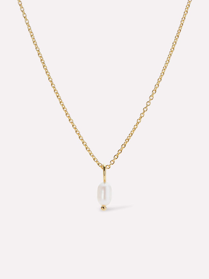 14k Yellow Gold White Fresh Water Pearl Necklace