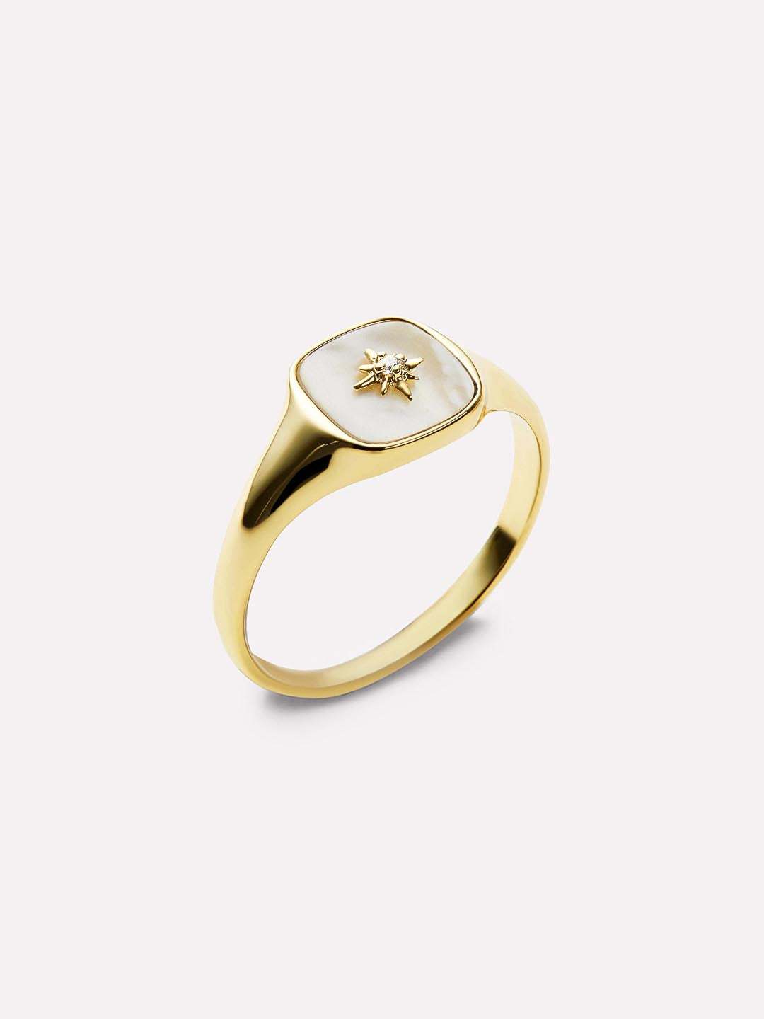 Gold Signet Ring - Amara Mother of Pearl | Ana Luisa Jewelry