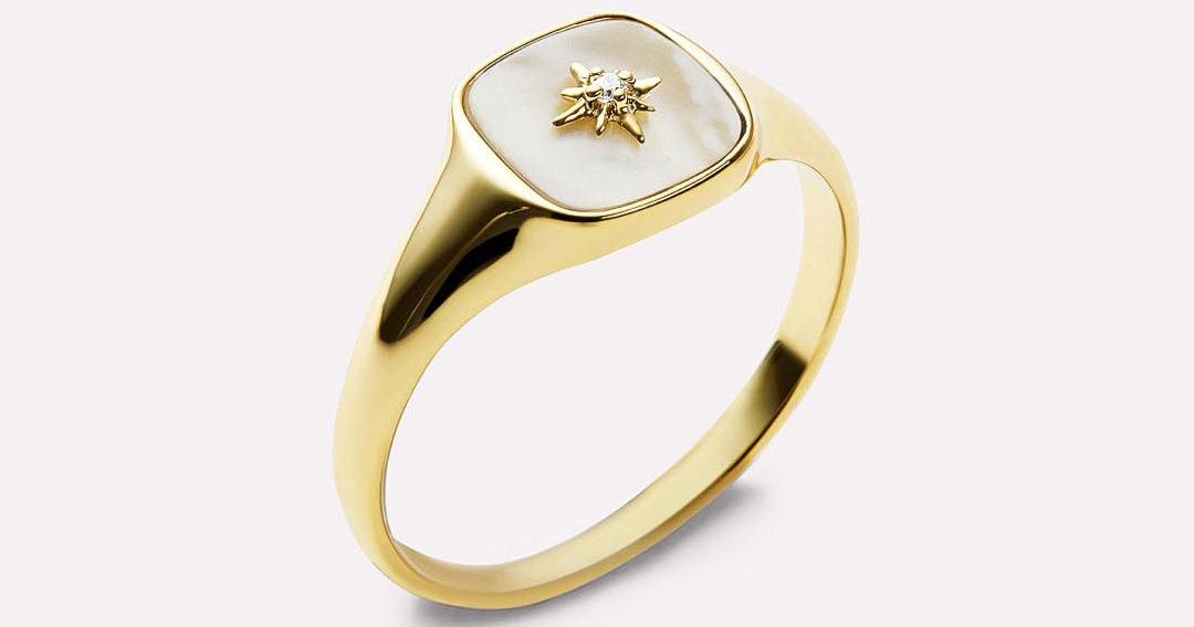 Gold Signet Ring - Amara Mother of Pearl | Ana Luisa | Online Jewelry ...