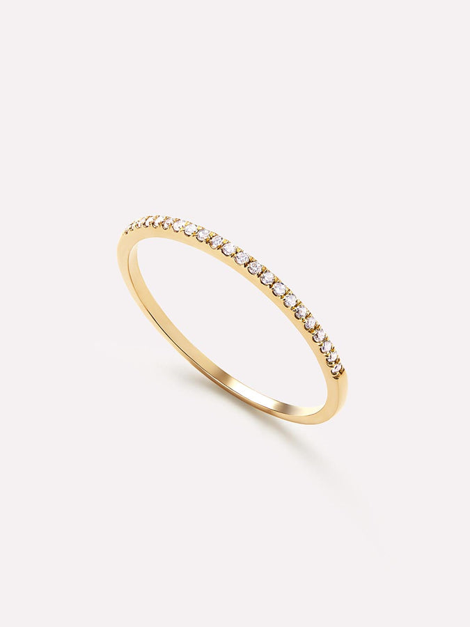 14K Solid Gold 1.3mm Thin 1, 2, 3 Diamonds Wedding Engagement Band Stacking  Ring | eBay