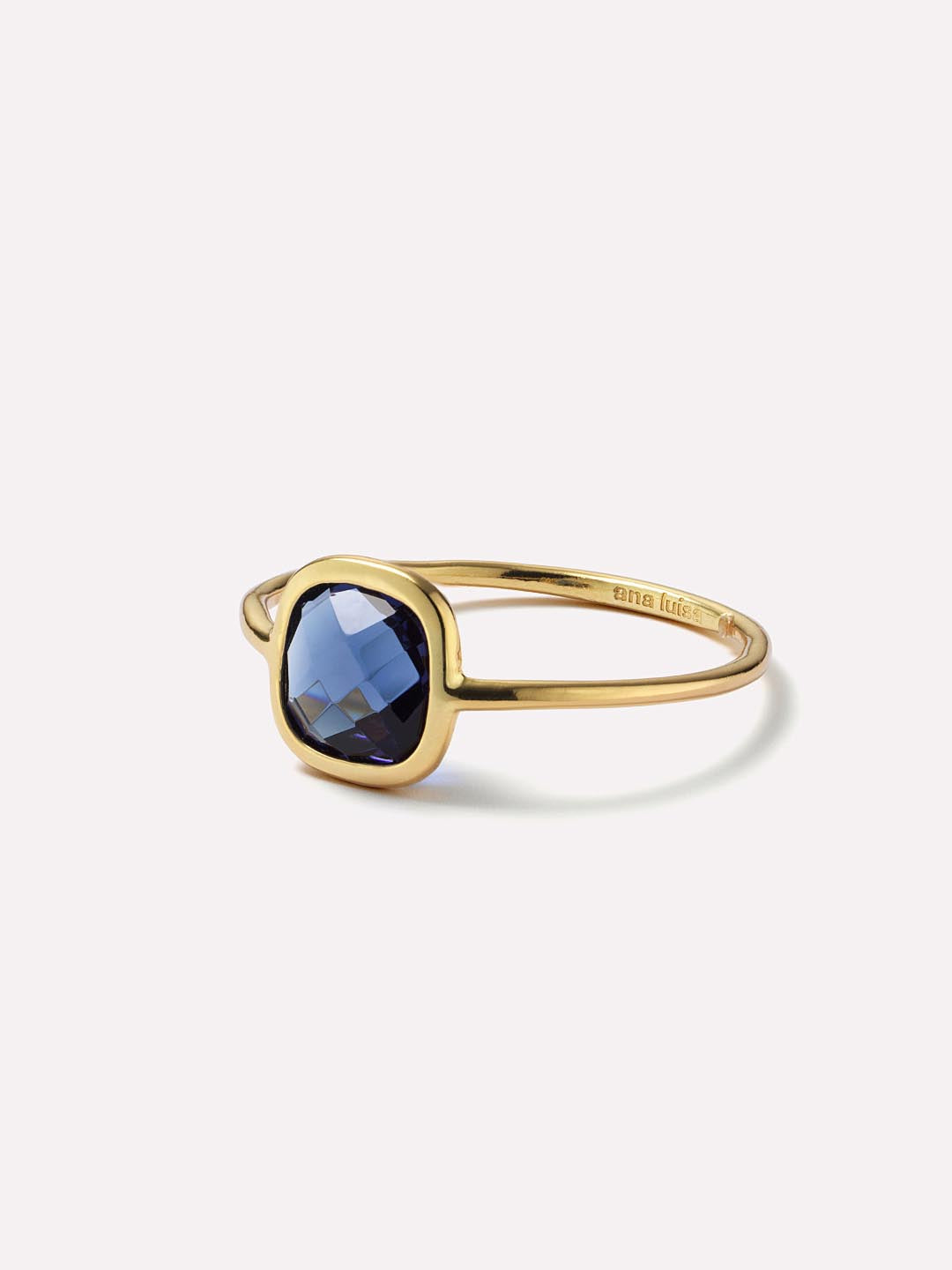 Ana Luisa Jewelry Rings Thin Bands Stone Ring Mae Ring Dark Blue Gold