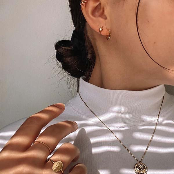 Ana Luisa Jewelry Earrings Hoop Earrings Sun Huggie Hoops Elios Gold