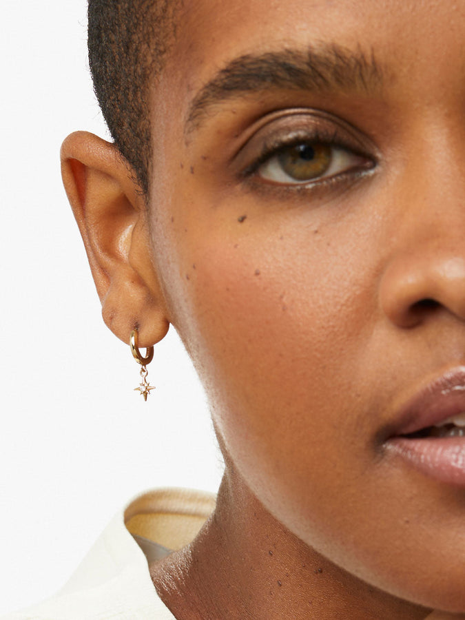 14K Gold Star Hoop Earrings - Oshi - Gold - Ana Luisa Jewelry - Black Friday Earrings