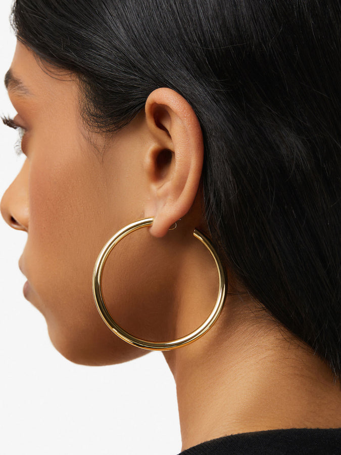 Large Textured 14K Gold Door Knocker Drop Earrings