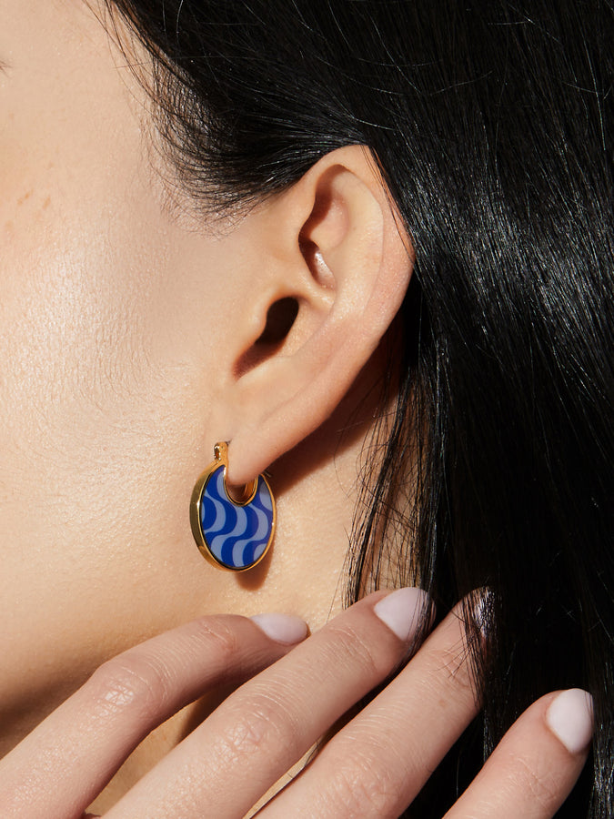 Artistic Rubber Tubing Naya Earrings Blue