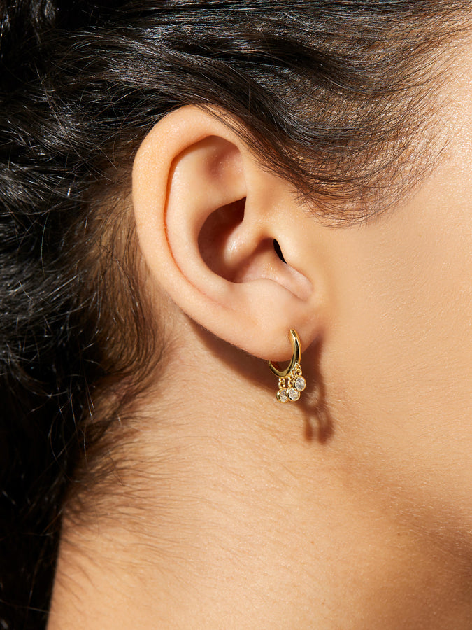 Fleur-de-Lis Hoop Earrings With Charm | Julie Vos