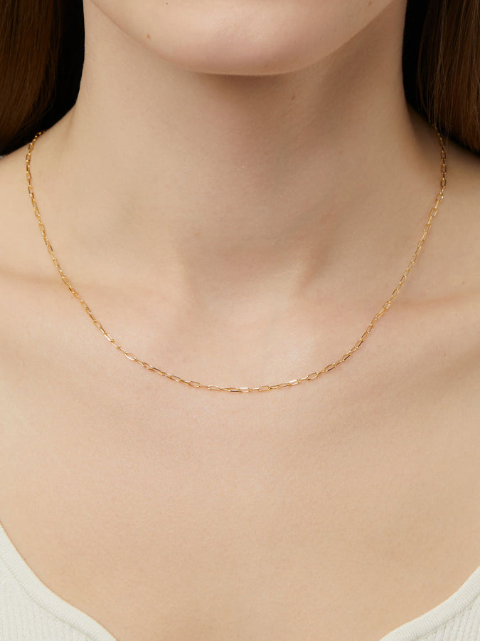 Solid Gold Paperclip Chain Necklace - Gold Paperclip Necklace - Ana Luisa Jewelry