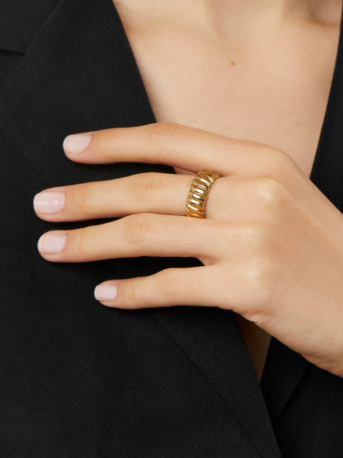 Gold Band Ring - Gold Diamond Signet Ring, Ana Luisa