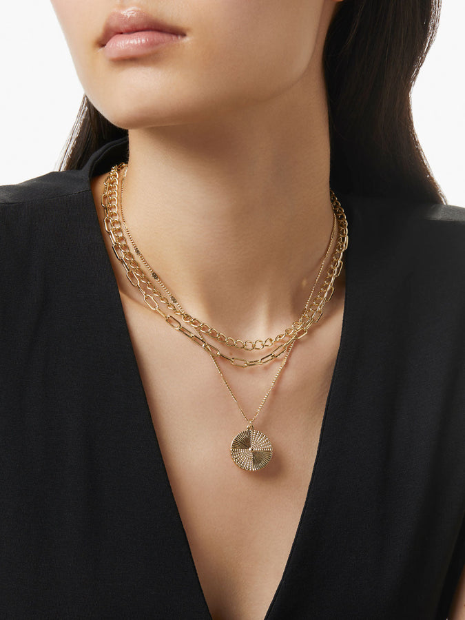 Layered Gold Coin Necklace Set, Women's Jewelry