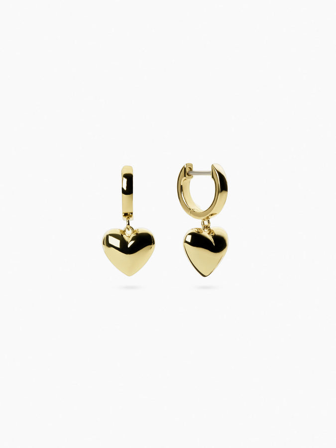 Puffy Heart Hoops - Gold