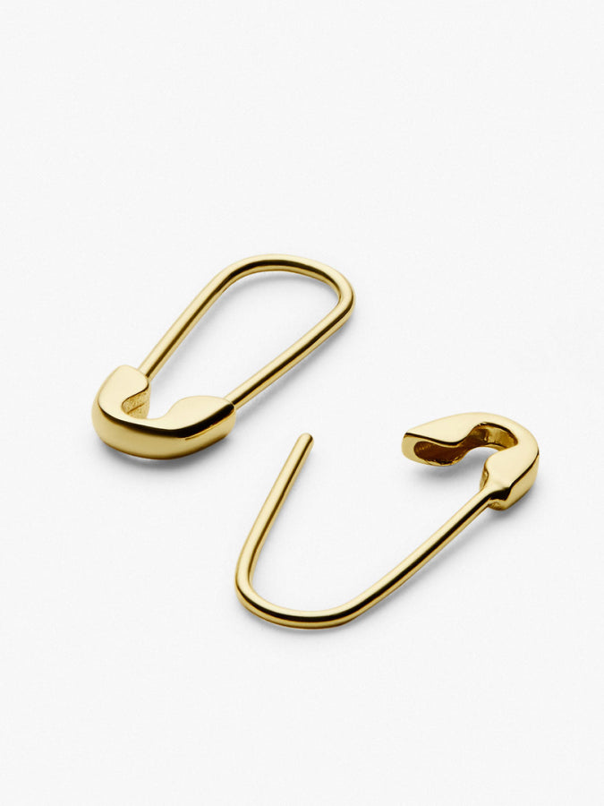 Solid Gold Safety Pin Dangle Earrings