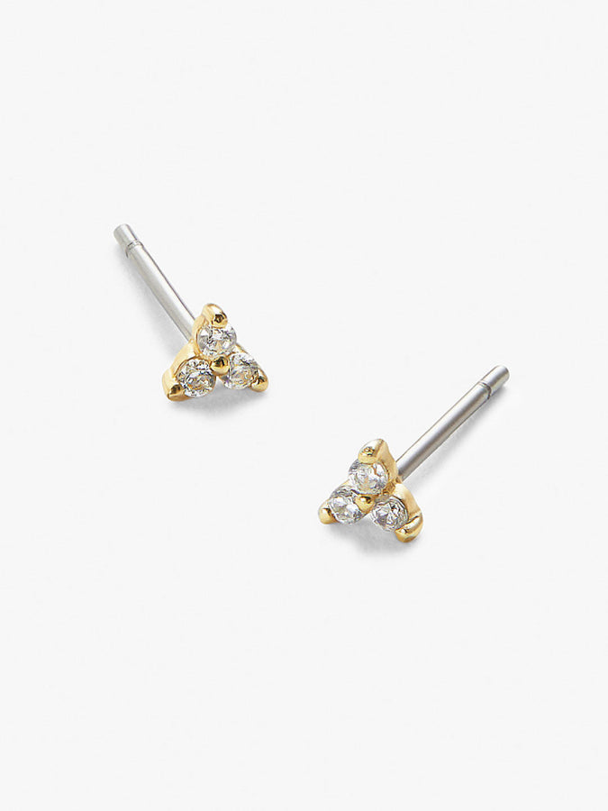 Sterling Silver 14K Gold Diamond Studs - Diamond Studs - Gold - Ana Luisa Jewelry