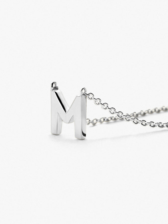 Letter M Pendant Necklace in Silver